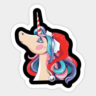 Romantic Santa Unicorn Sticker